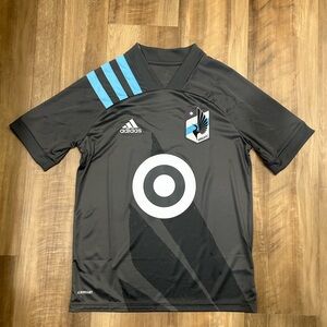 Adidas Minnesota United Charcoal and Sky Blue Soccer Jersey